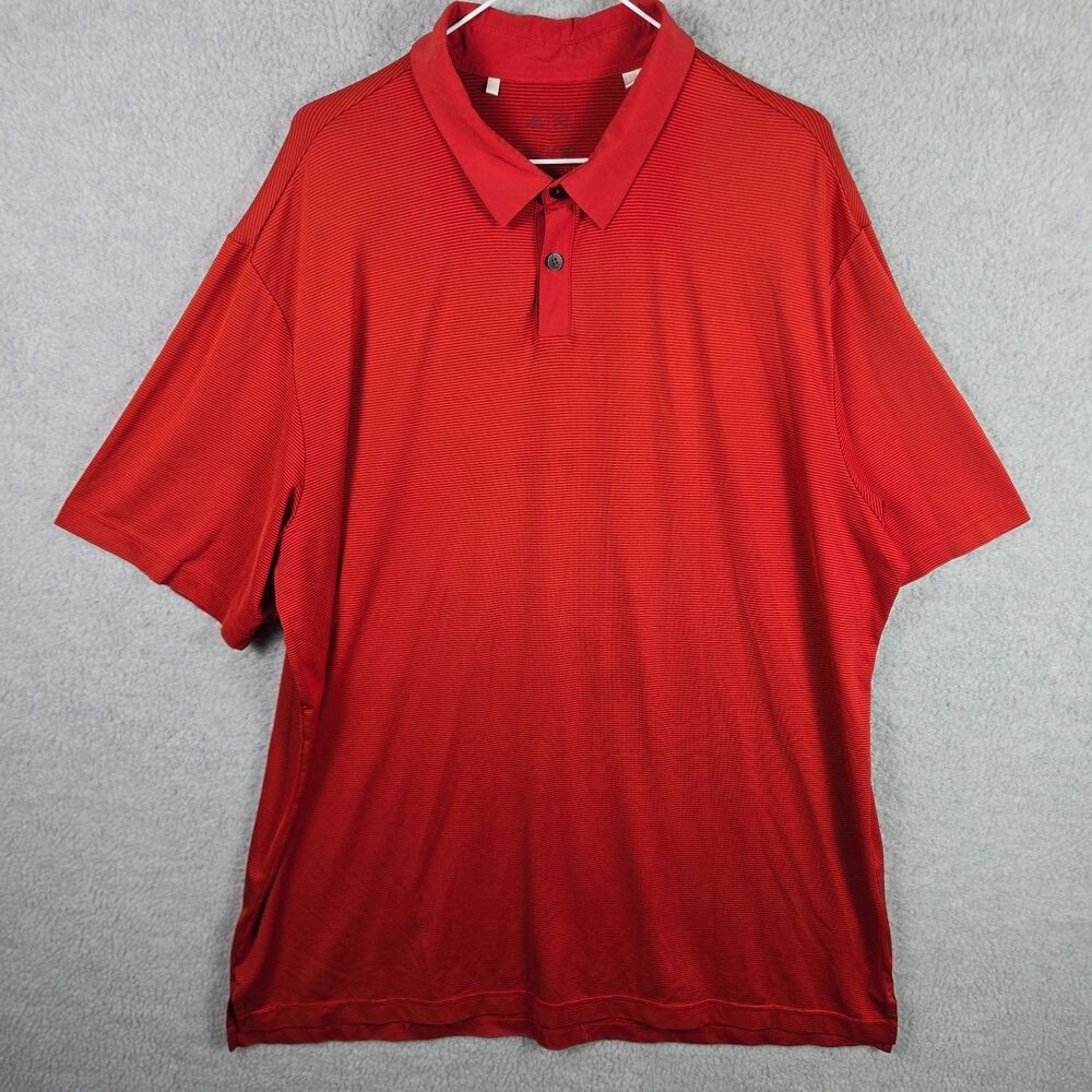 Adidas Golf Shirt Mens XL Red Striped Short Sleeve Climalite Polo